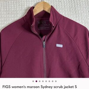 FIGS women's maroon Sydney scrub jacket S